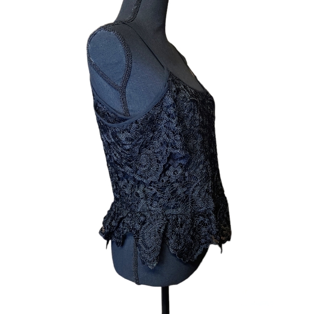 Zara Black off the cold shoulder lace tank size small - Picture 5 of 8